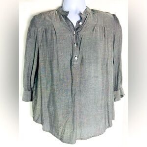 SPENSE GREY 3/4 SLEEVE BUTTON DOWN BLOUSE WOMENS MEDIUM